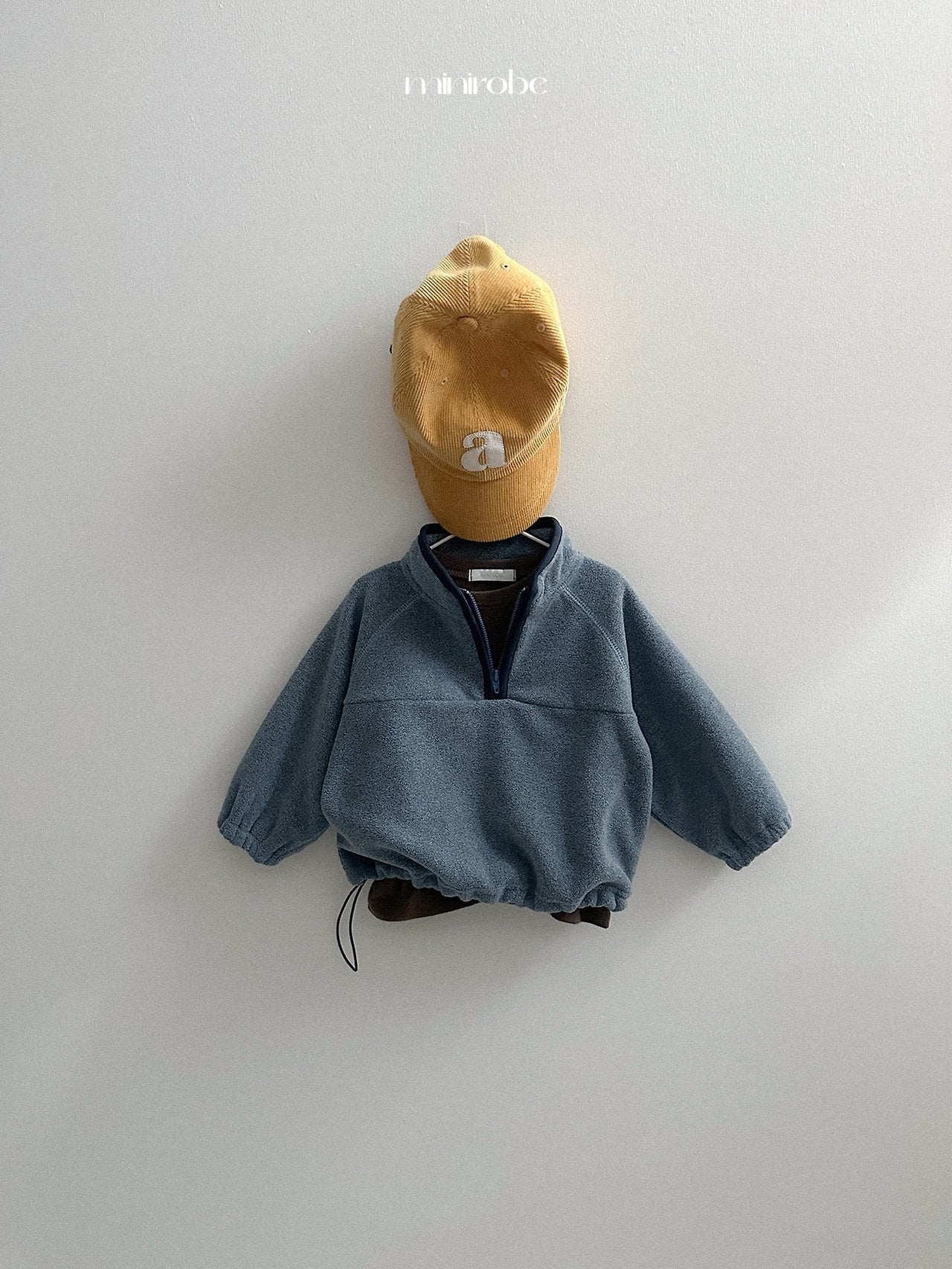 [minirobe] Two-tone fleece half zip