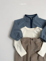 [minirobe] Two-tone fleece half zip