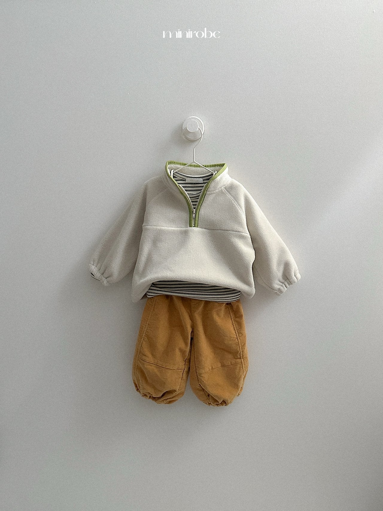 [minirobe] Two-tone fleece half zip