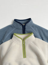[minirobe] Two-tone fleece half zip
