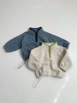 [minirobe] Two-tone fleece half zip