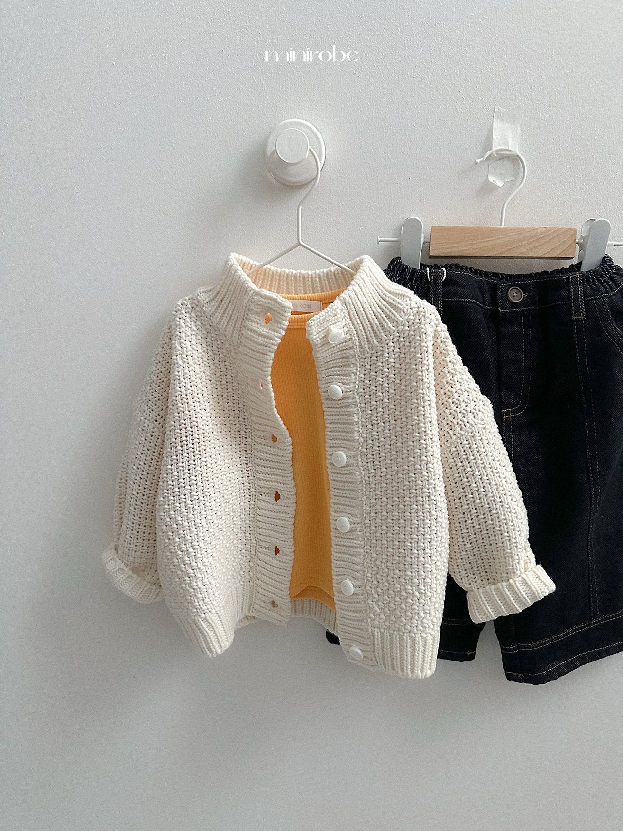 [minirobe] Waffle highneck cardigan