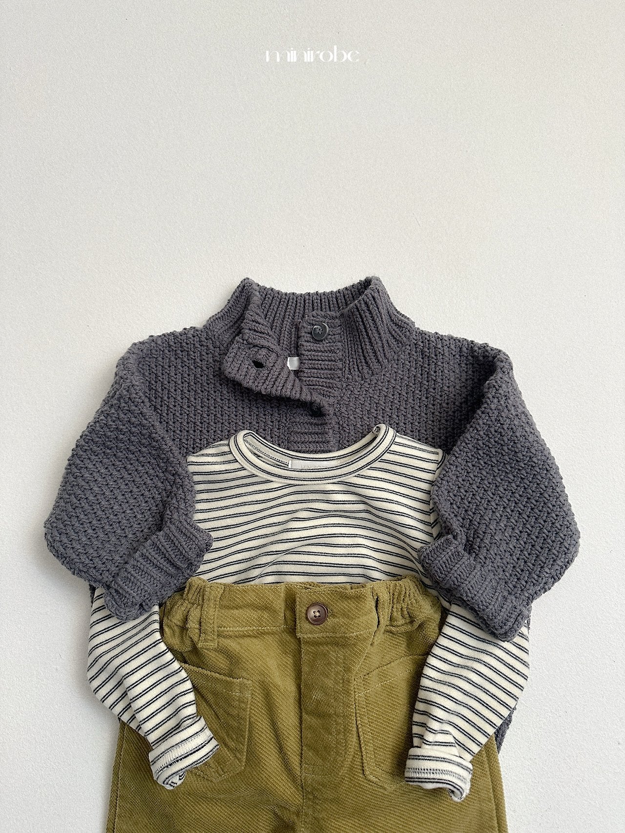 [minirobe] Waffle highneck cardigan