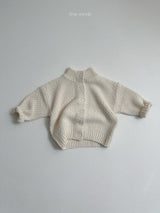 [minirobe] Waffle highneck cardigan