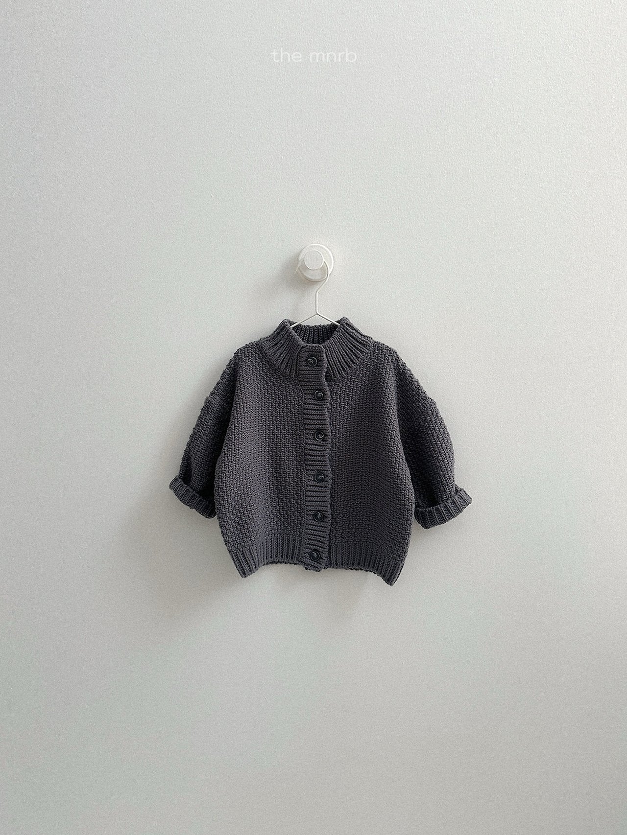 [minirobe] Waffle highneck cardigan