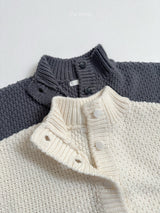 [minirobe] Waffle highneck cardigan