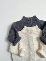 [minirobe] Waffle highneck cardigan