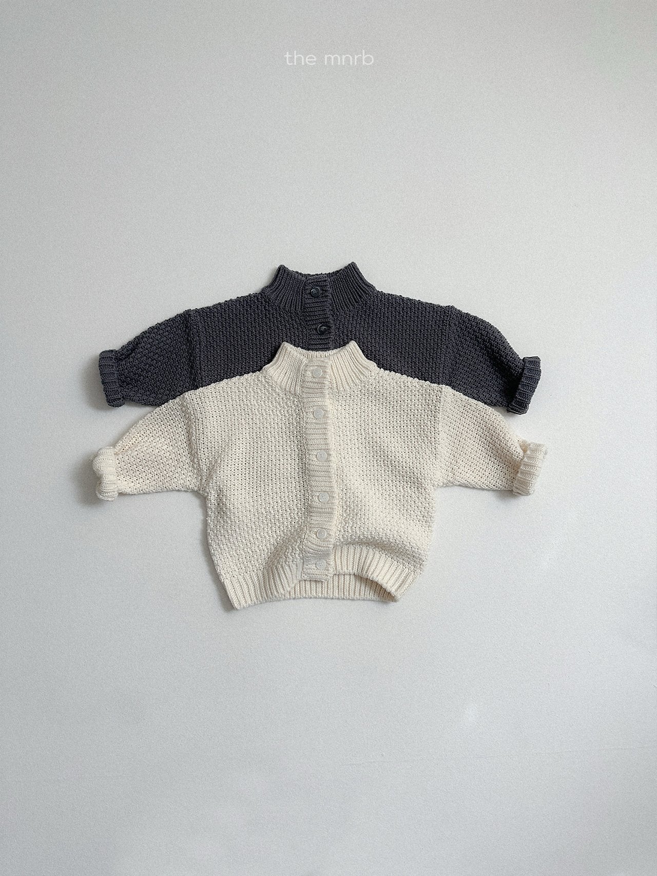 [minirobe] Waffle highneck cardigan