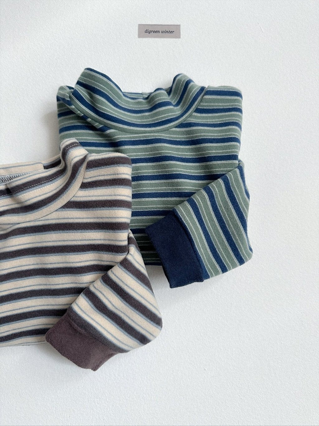 [digreen] Mix Stripe Bottleneck Tee