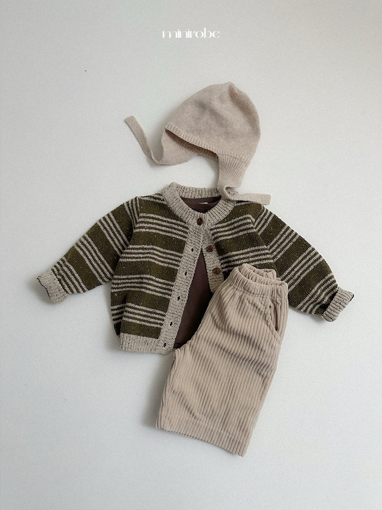 [minirobe] Four line knit cardigan