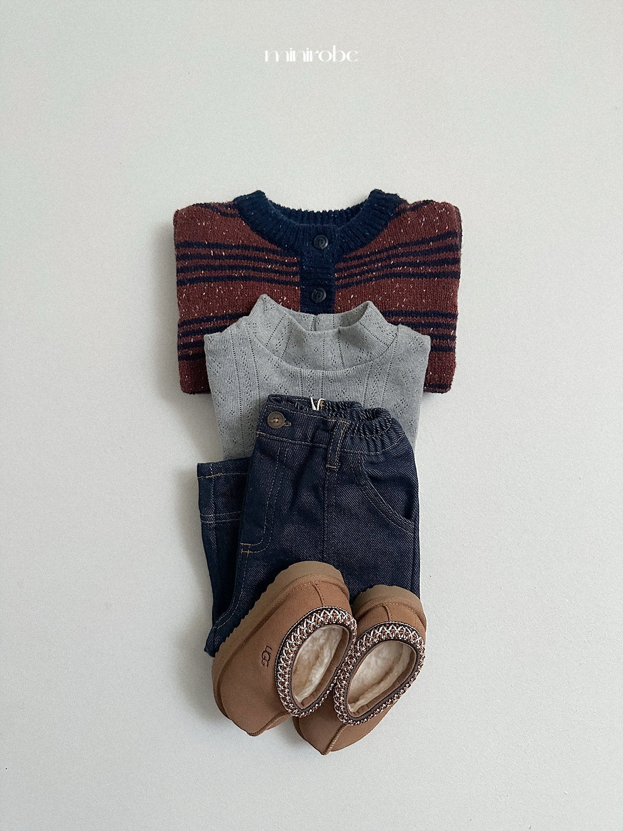 [minirobe] Non-fade panel denim pants