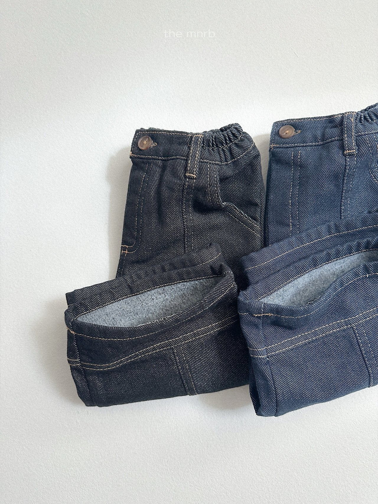 [minirobe] Non-fade panel denim pants