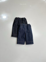 [minirobe] Non-fade panel denim pants