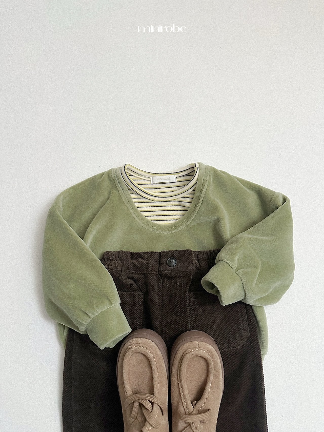 [minirobe] Velour uneck sweatshirt