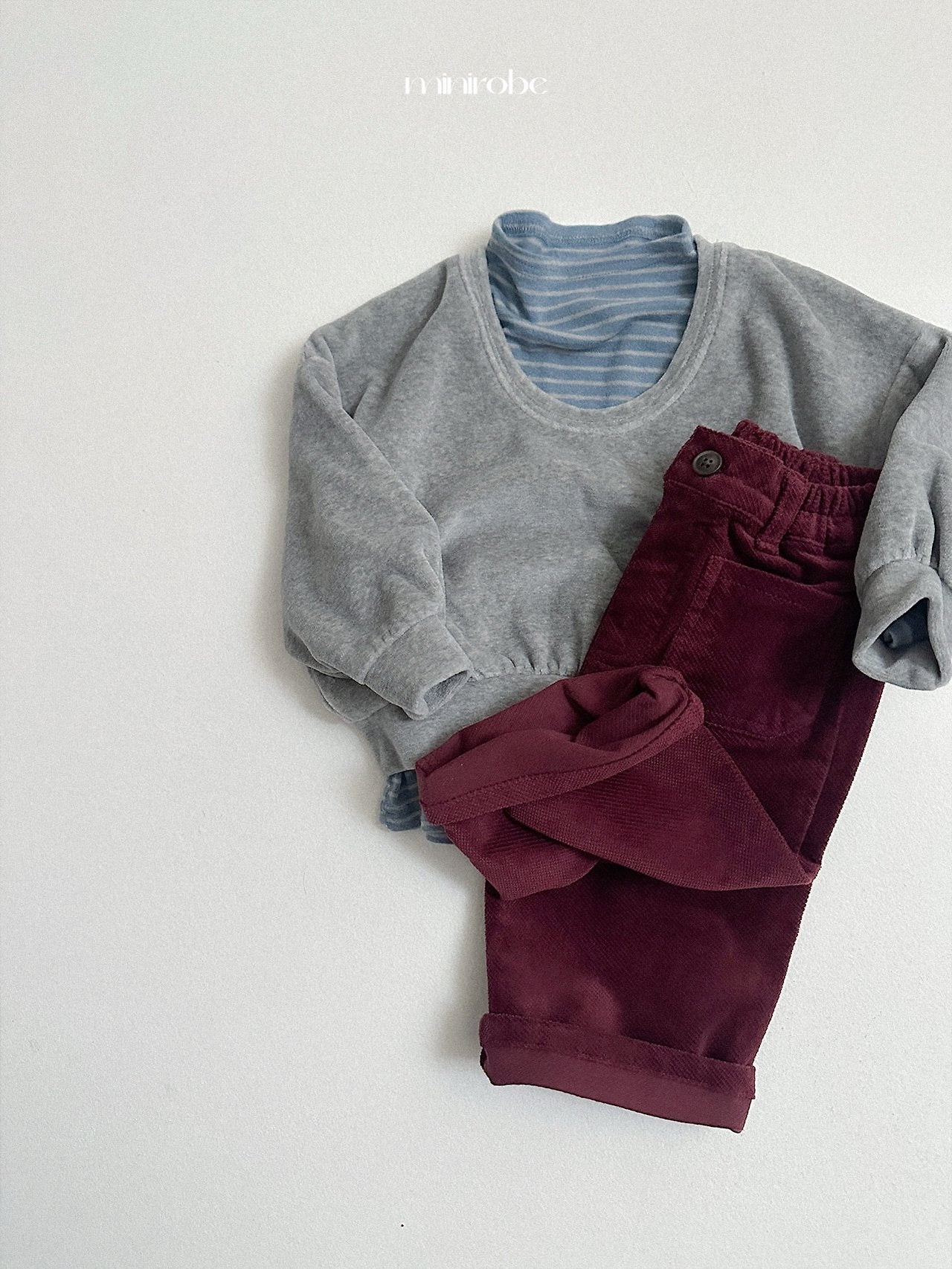 [minirobe] Velour uneck sweatshirt