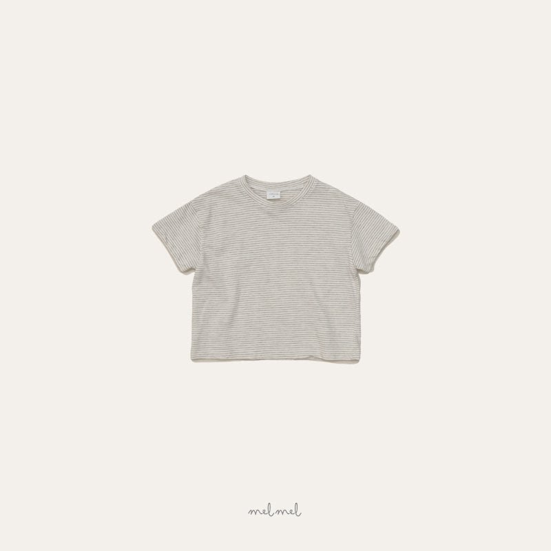 ［melmel］Stripe half tee