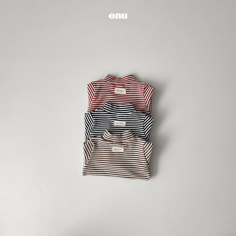 ［onu］Stripe half neck tee (kids)