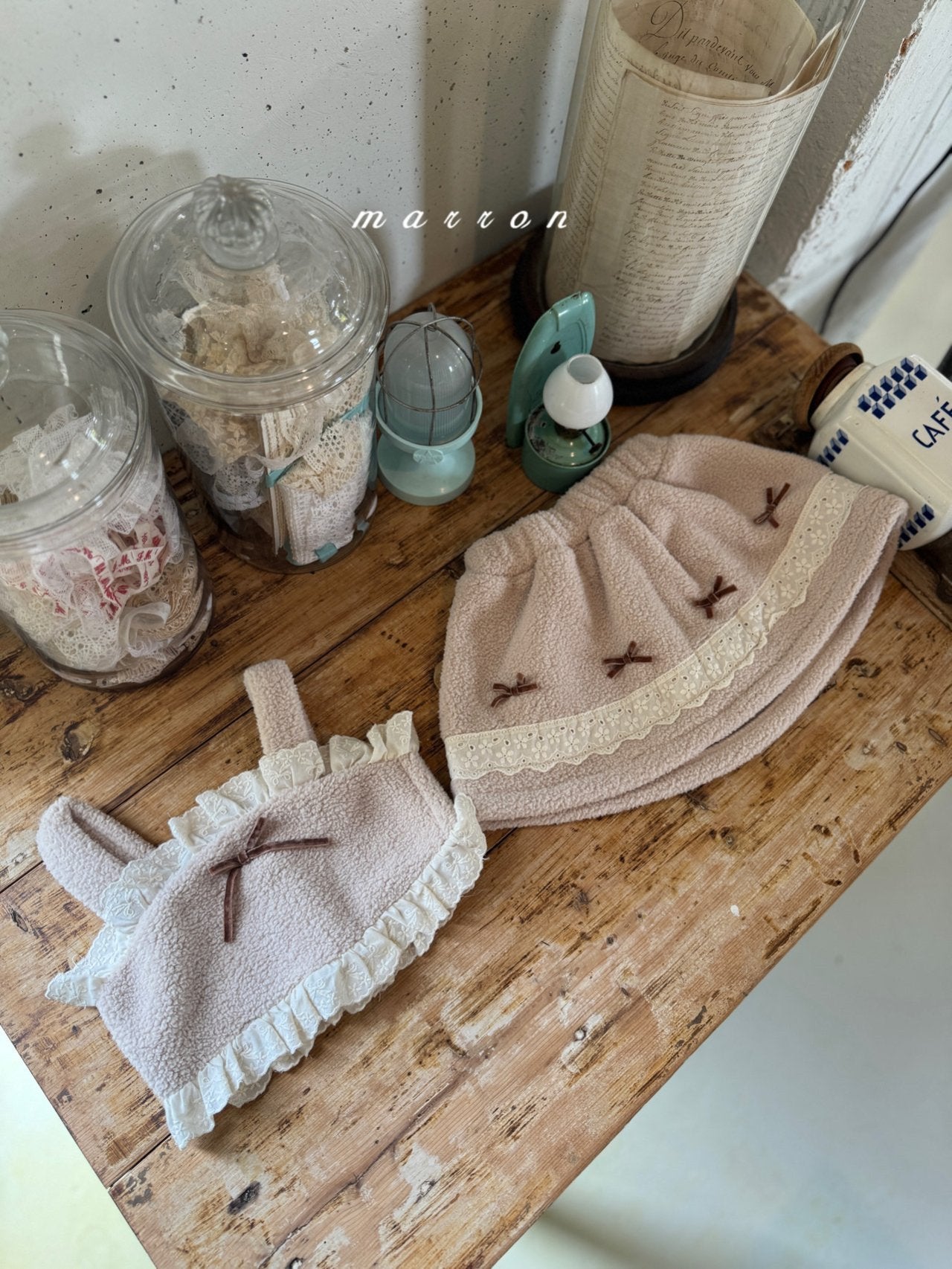 ［marron］Ribbon boa bustier