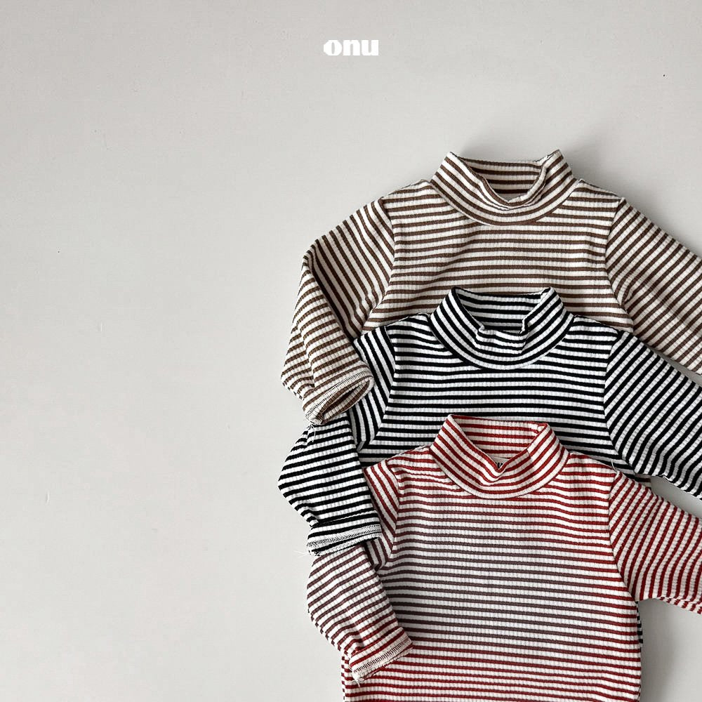 ［onu］Stripe half neck tee (kids)