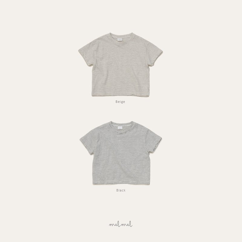 ［melmel］Stripe half tee
