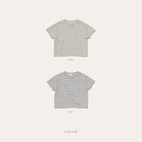 ［melmel］Stripe half tee