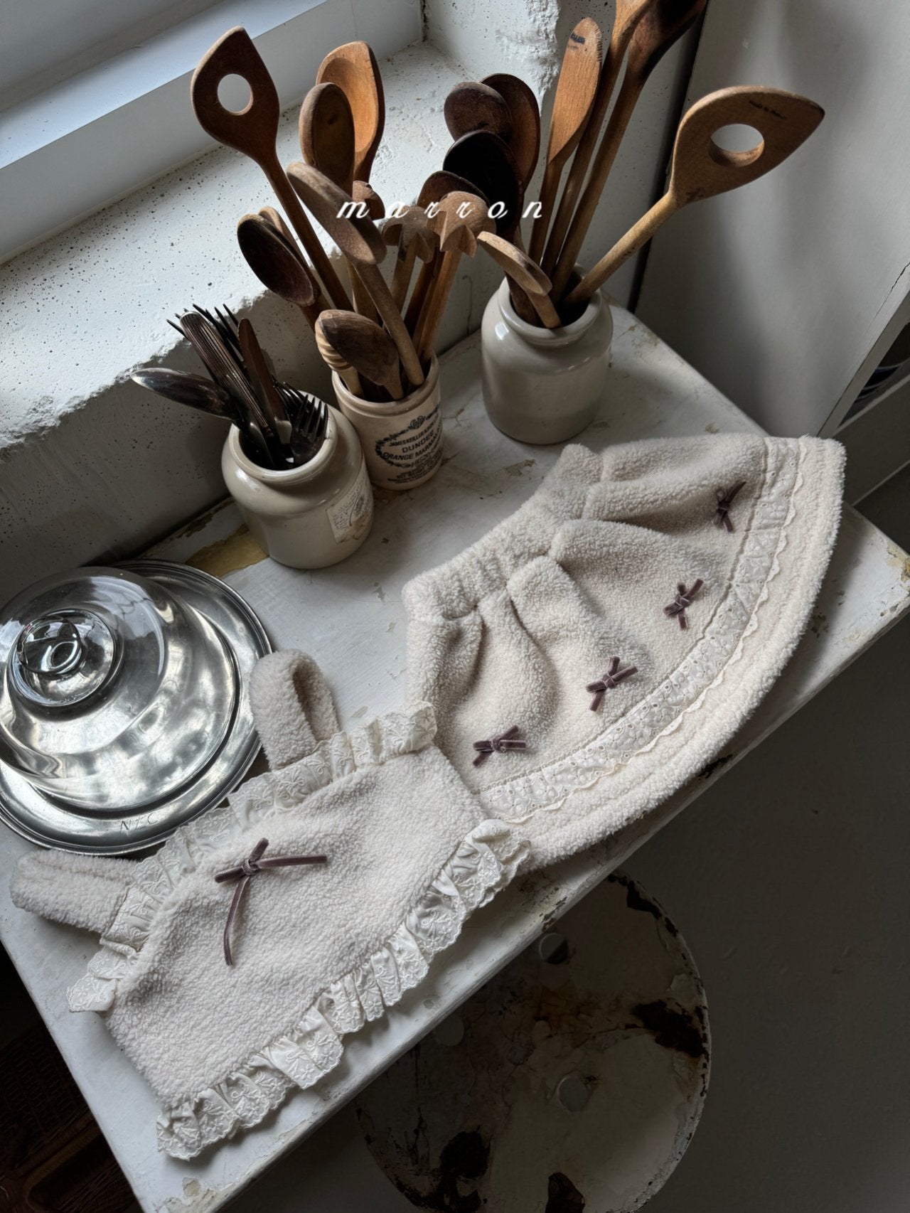 ［marron］Ribbon boa bustier