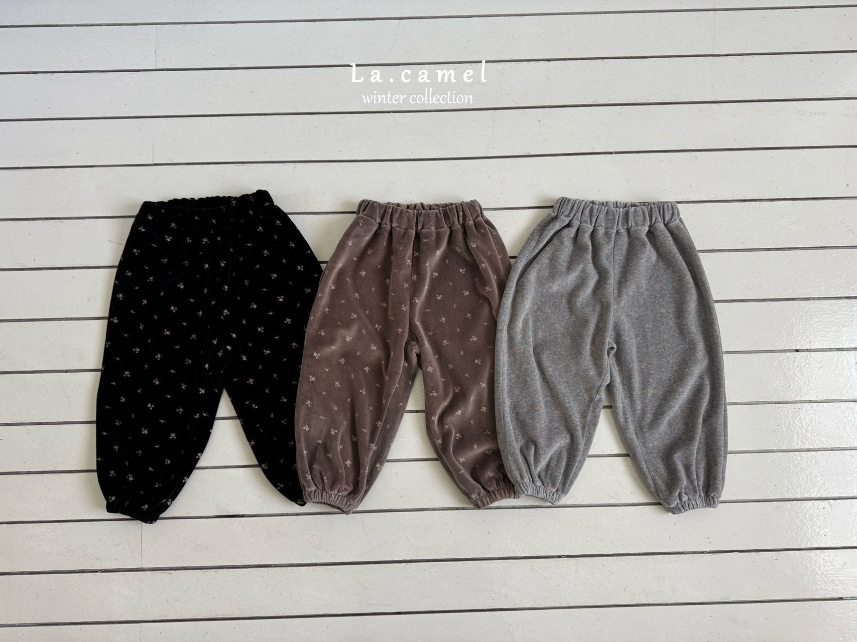 ［La.camel］Velvet flower pants