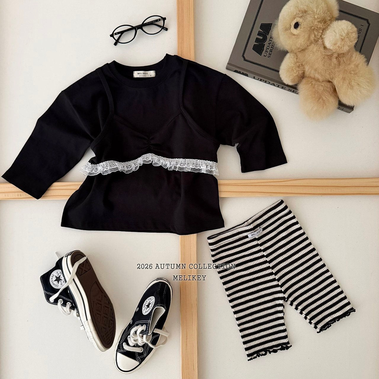 ［Melikey］Stripe color mellow leggings