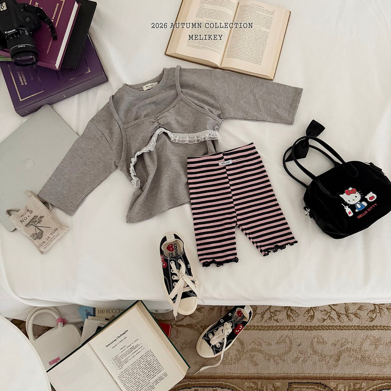 ［Melikey］Stripe color mellow leggings