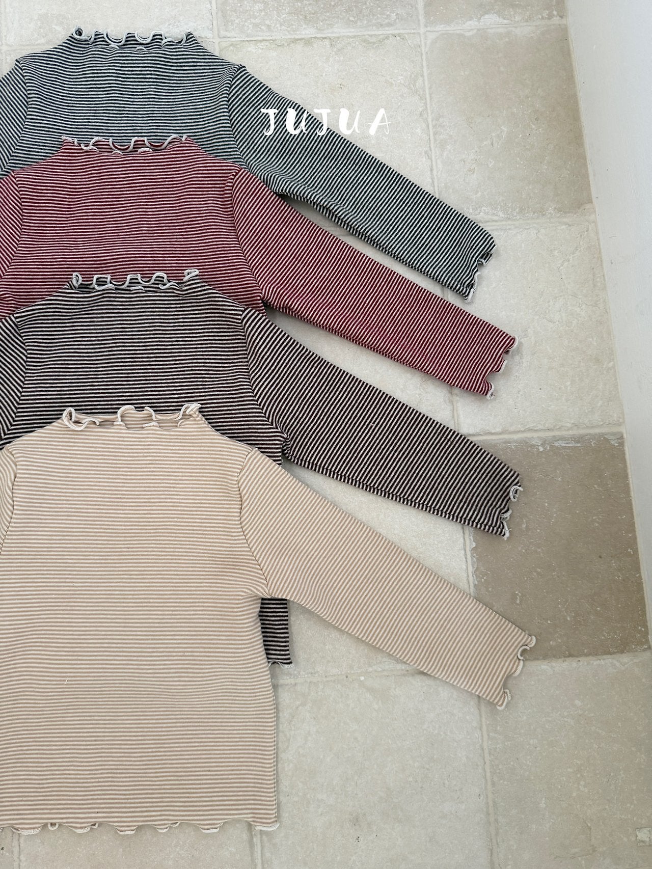 ［jujua］Stripe mellow tops