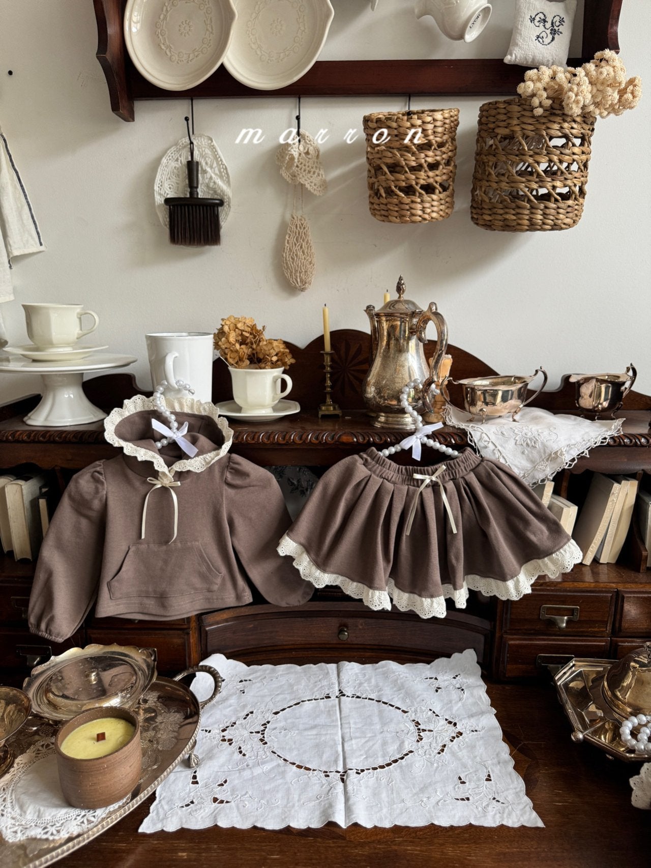 ［marron］Shirring ribbon skirt