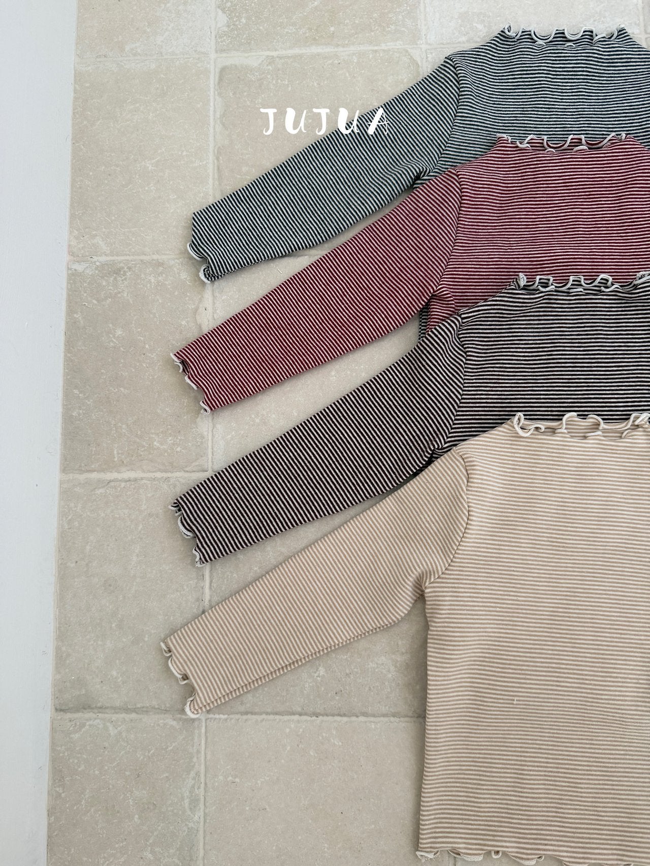 ［jujua］Stripe mellow tops