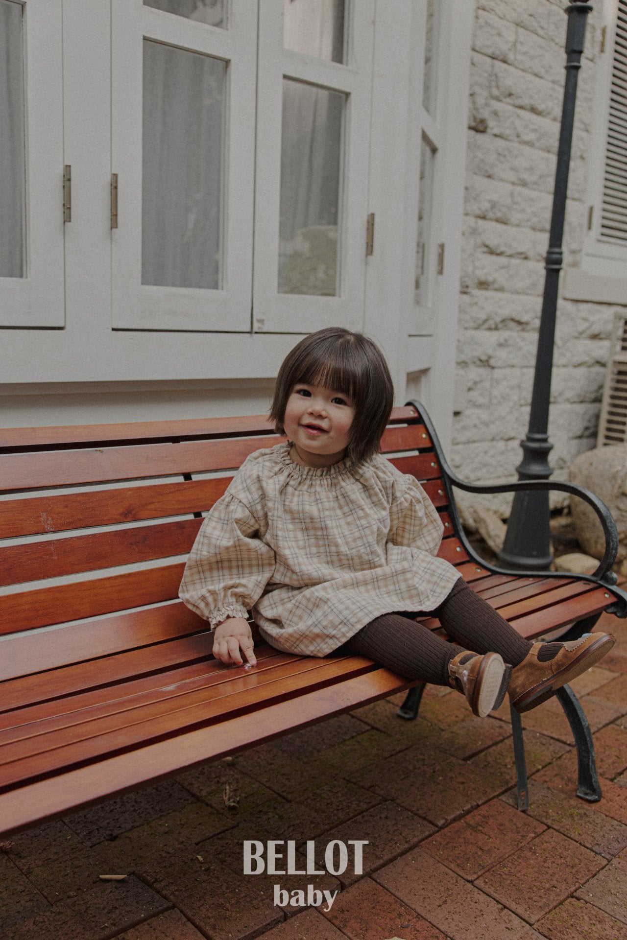 ［BELLOT］Peach check one-piece (baby)