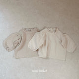 ［mimi market］Neck frill dot blouse
