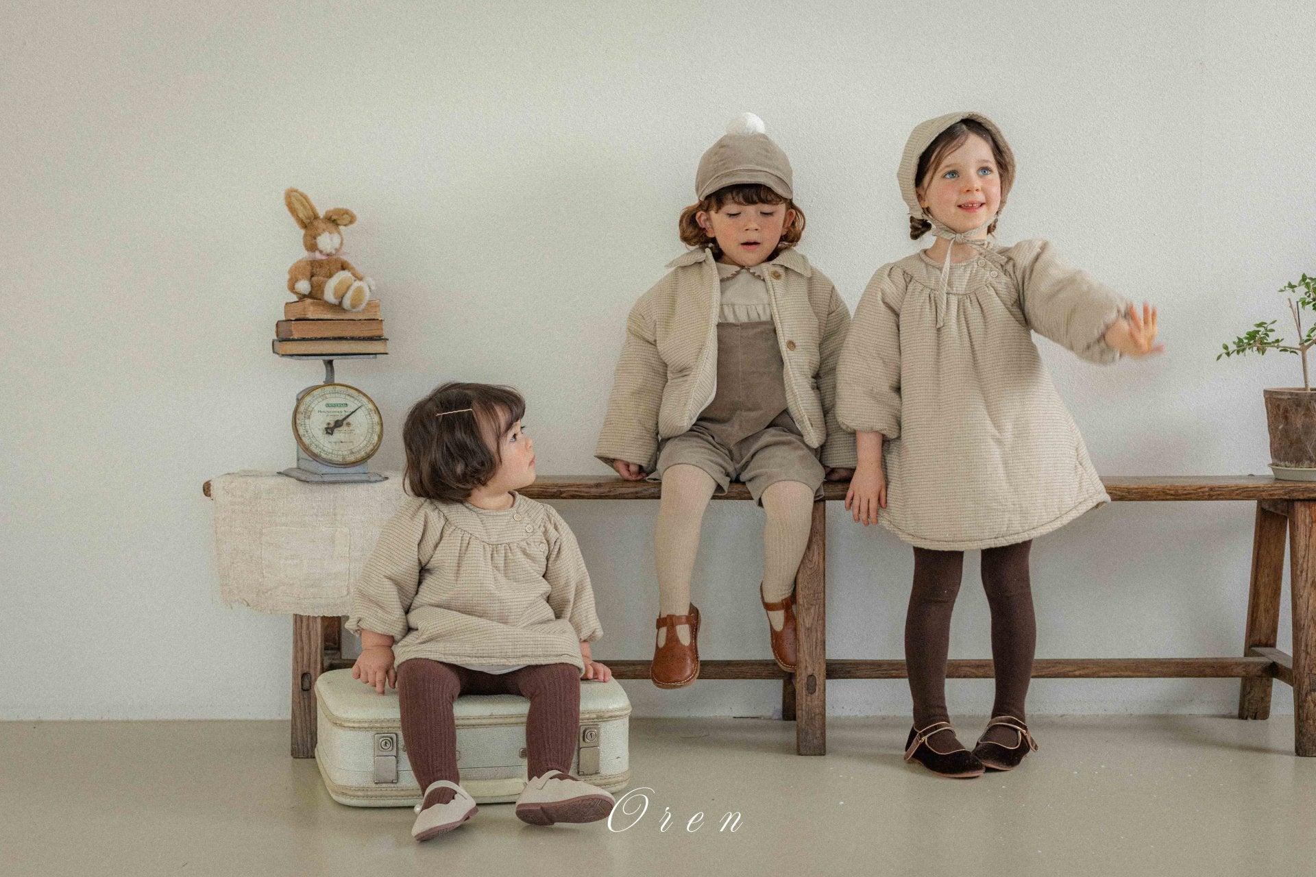 ［OREN］Baguette check padding bonnet (3oz)