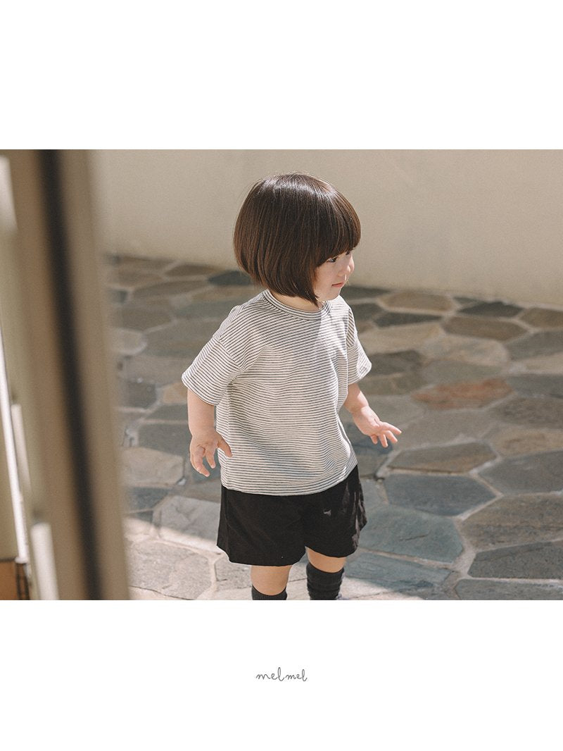 ［melmel］Stripe half tee