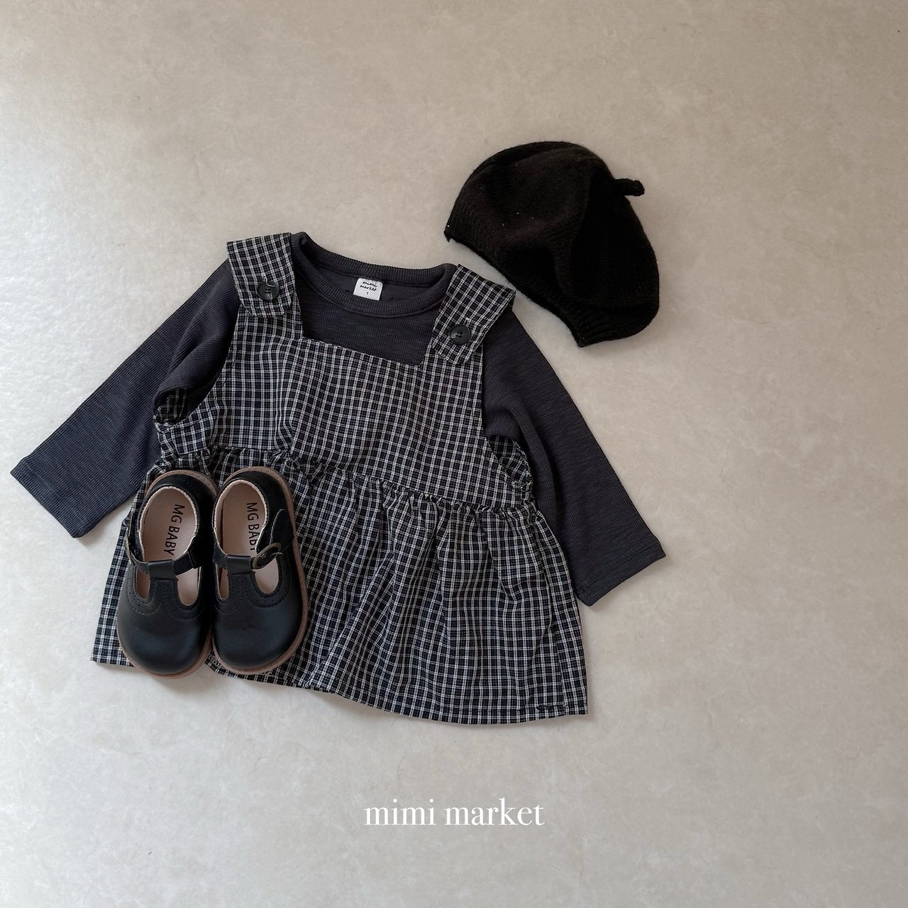 ［mimi market］Rona check suspender one-piece