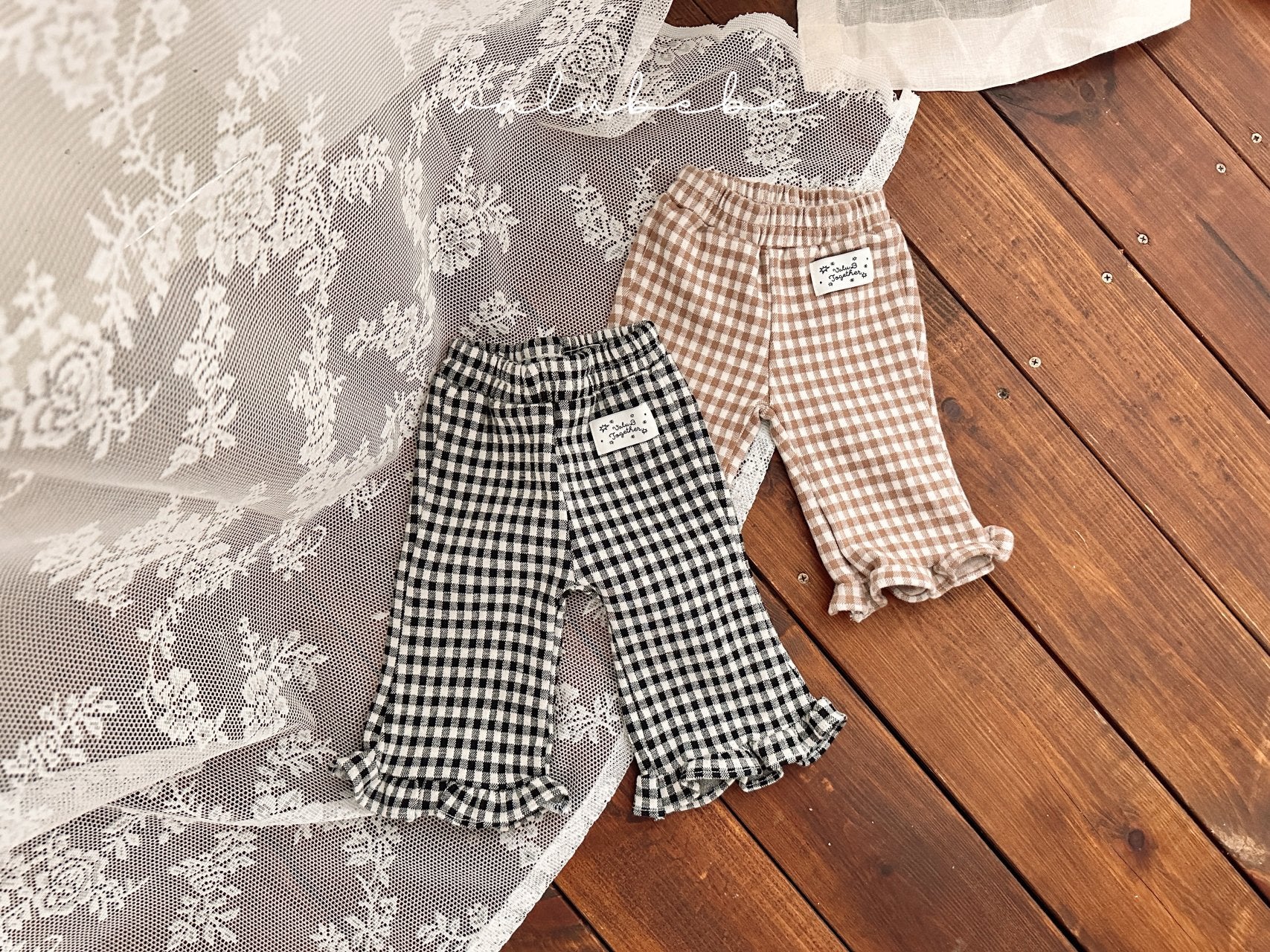 ［valubebe］Check frill flare pants (baby)