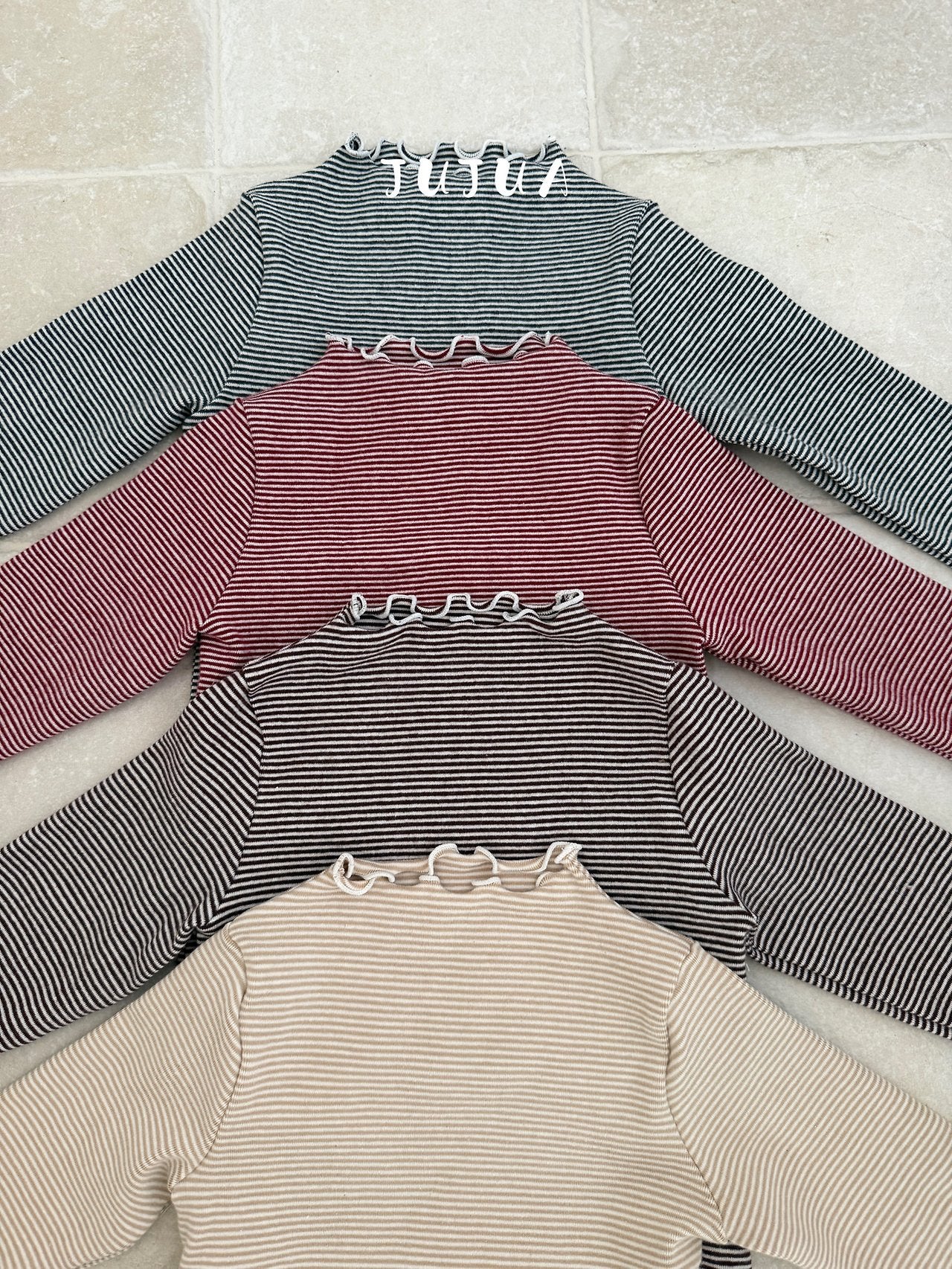 ［jujua］Stripe mellow tops