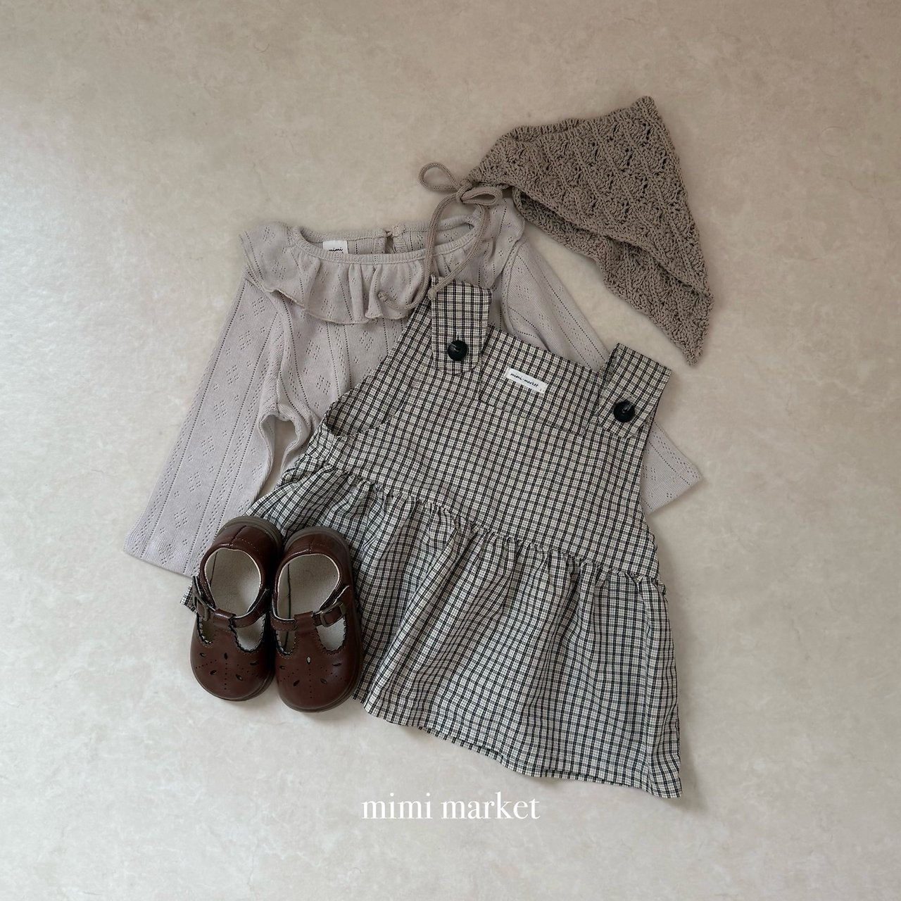 ［mimi market］Rona check suspender one-piece