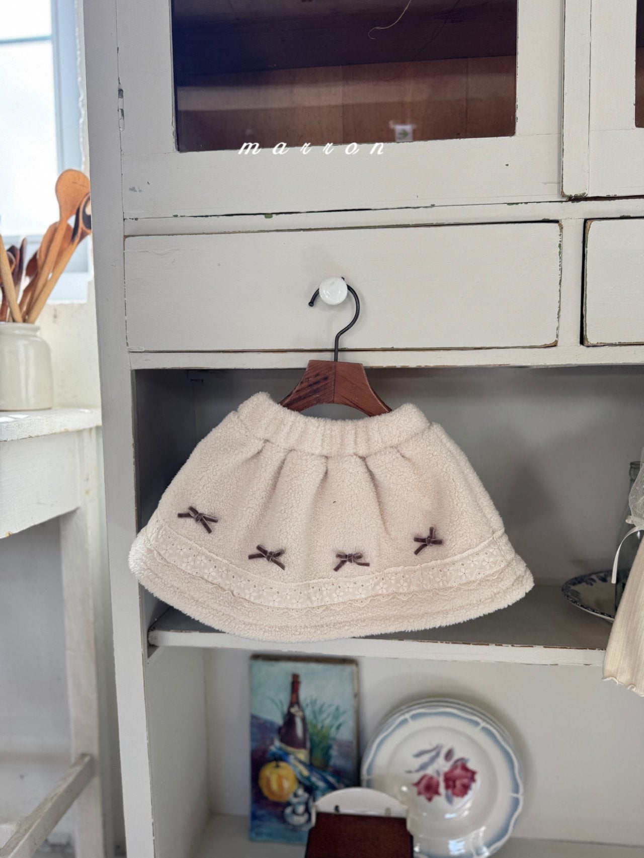 ［marron］Ribbon boa skirt