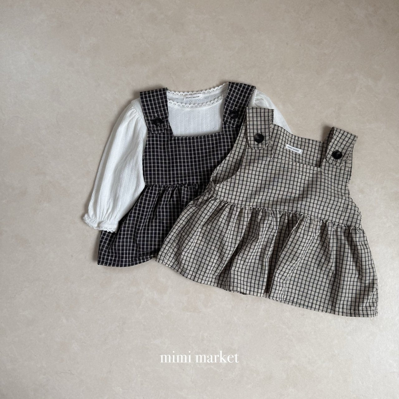 ［mimi market］Rona check suspender one-piece