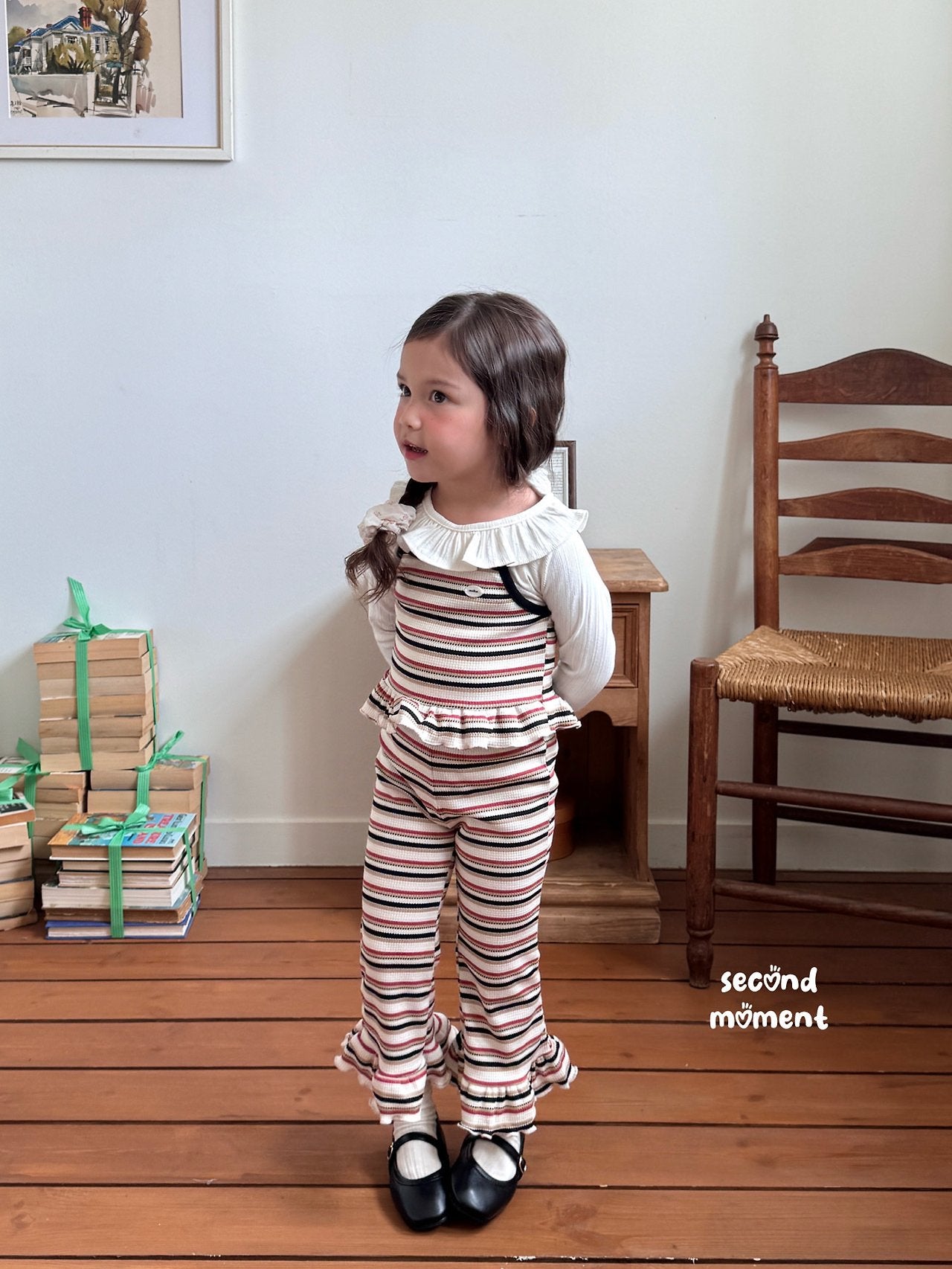 ［second moment］Peanut stripe frill pants