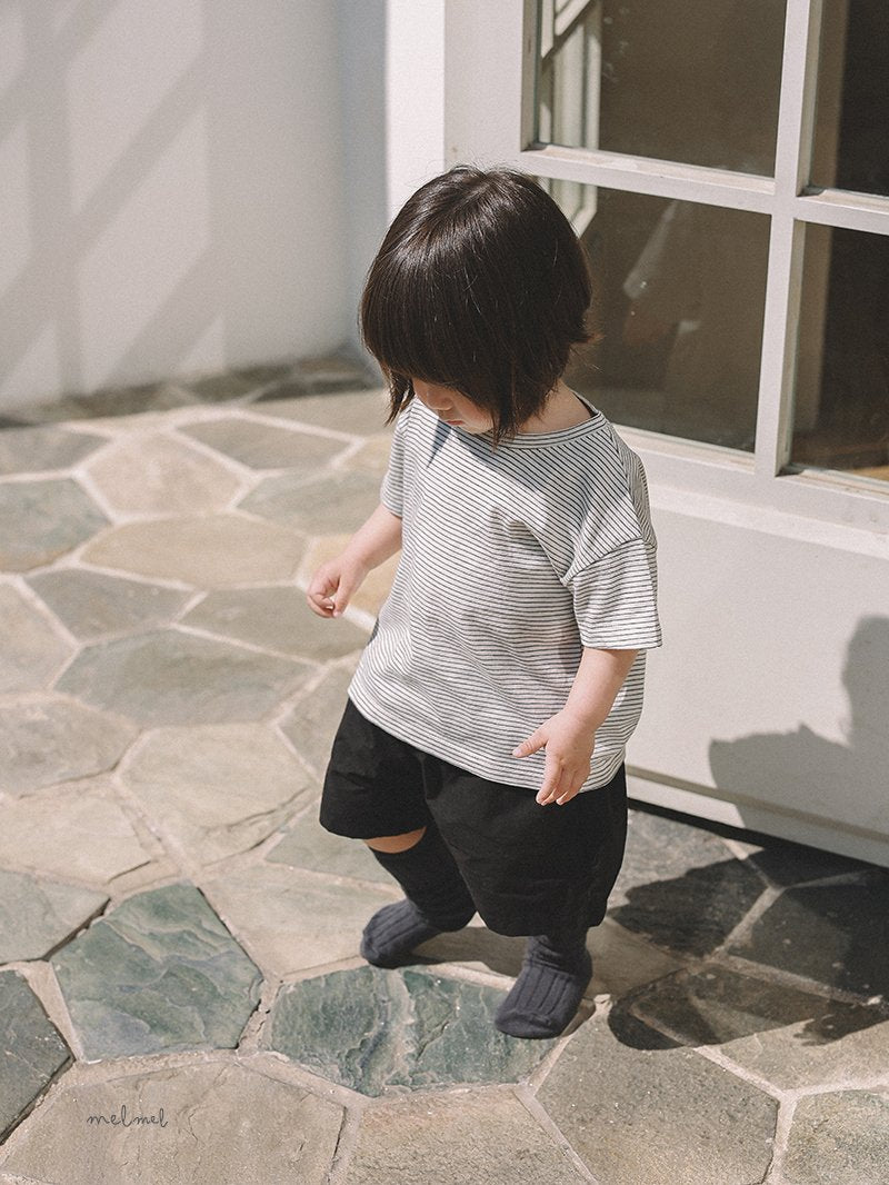 ［melmel］Stripe half tee