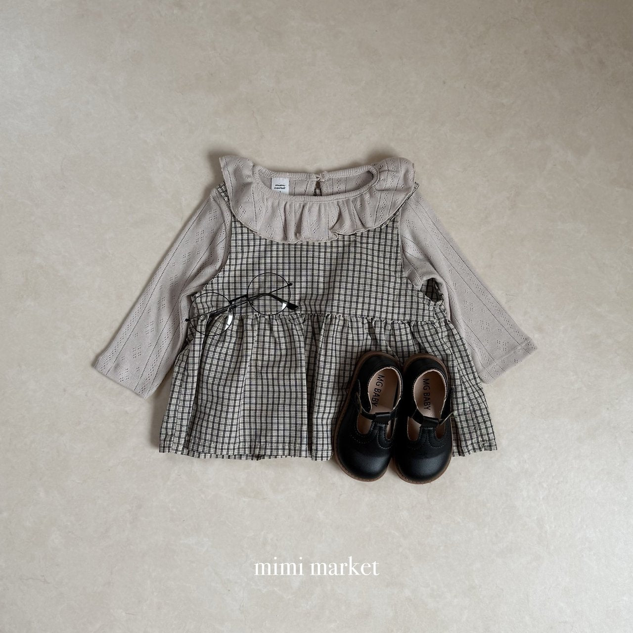 ［mimi market］Rona check suspender one-piece