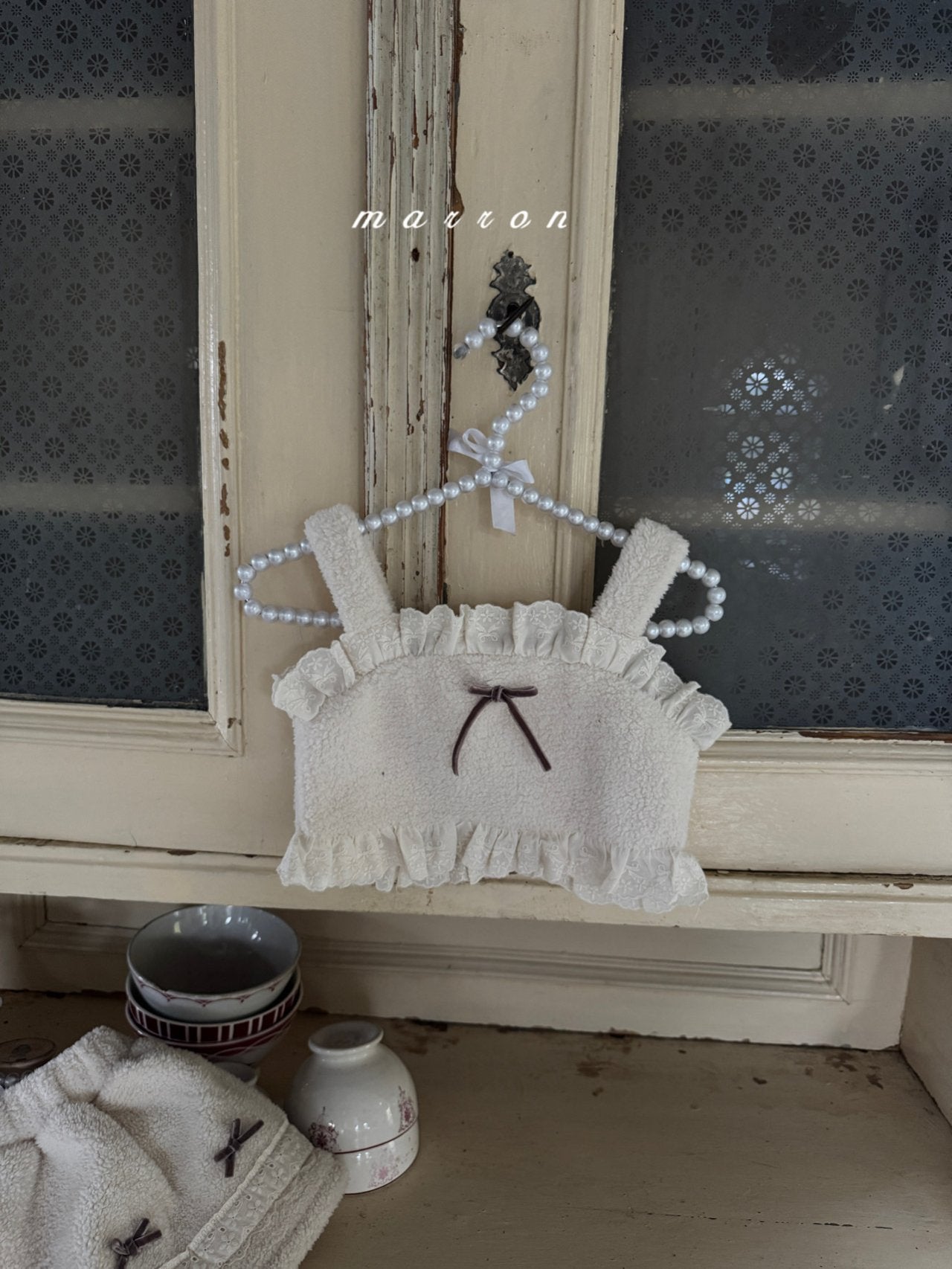 ［marron］Ribbon boa bustier