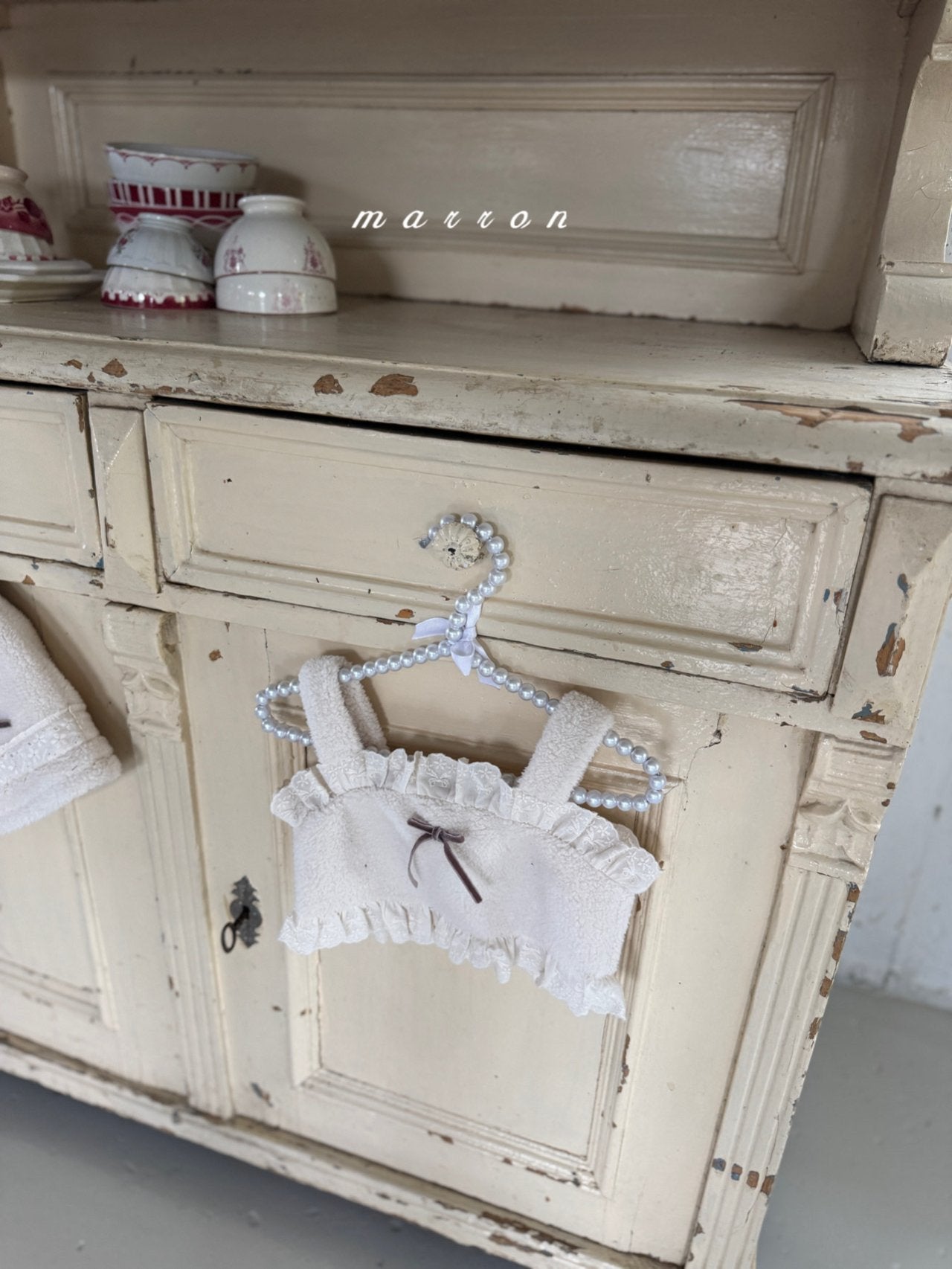 ［marron］Ribbon boa bustier