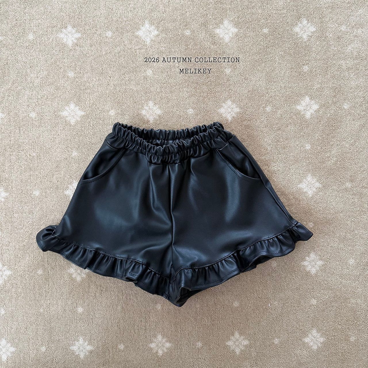 ［Melikey］Leather frill short pants