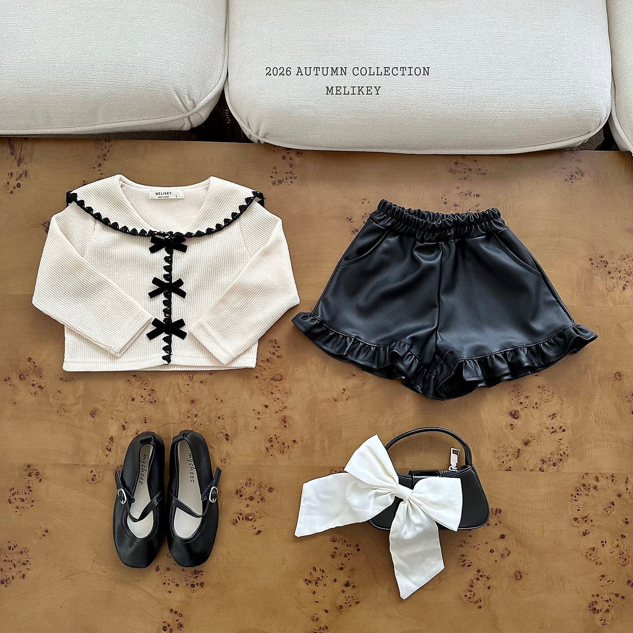 ［Melikey］Leather frill short pants