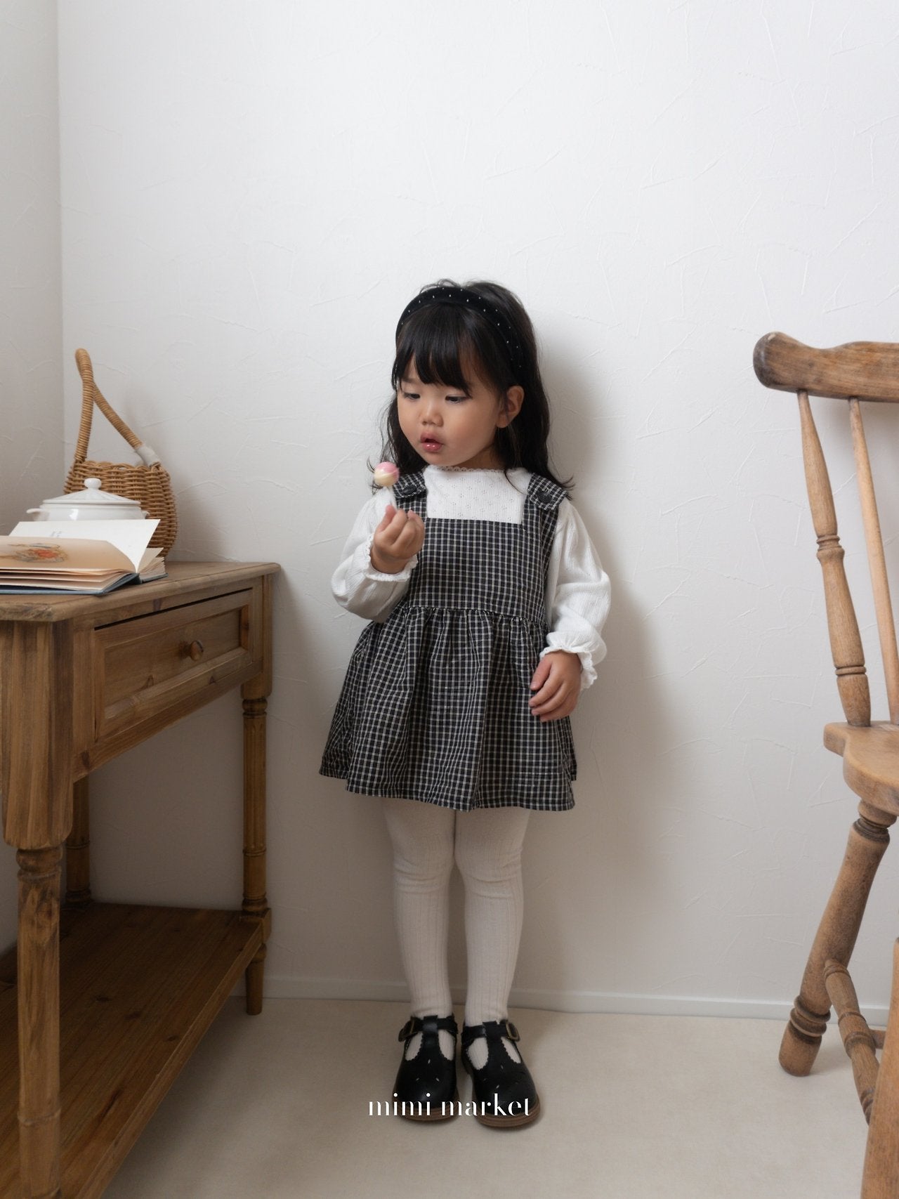 ［mimi market］Rona check suspender one-piece
